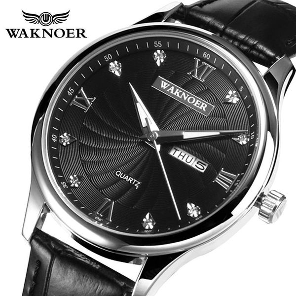 

wristwatches 2021 relogio masculinowaknoer men watch calendar sapphire crystal quartz wrist wristwatch ripple dial erkek kol saati hours, Slivery;brown