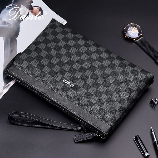 

wallet men's handbag 2021 bag leather classic plaid, Red;black