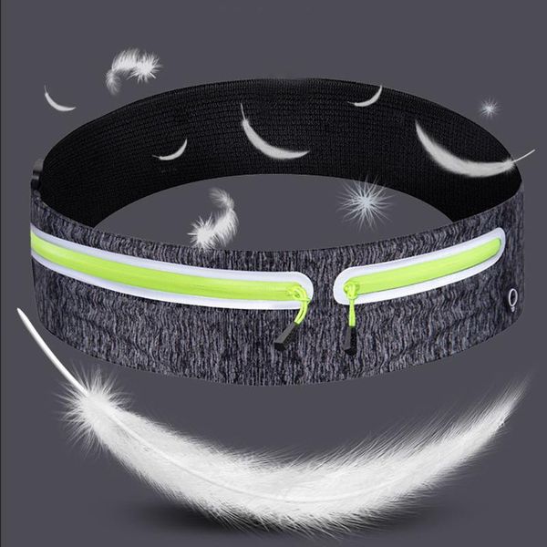 

outdoor bags pro reflective elastic waistband bag double zipper pocket sport running gym yoga waist belt pack phone wasit wallet