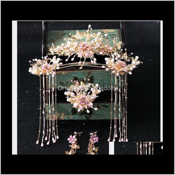 

jewelry drop delivery 2021 headwear, antique simple wedding steps, fringed suit, toast dress, hair ornaments bbvi4, Slivery;golden