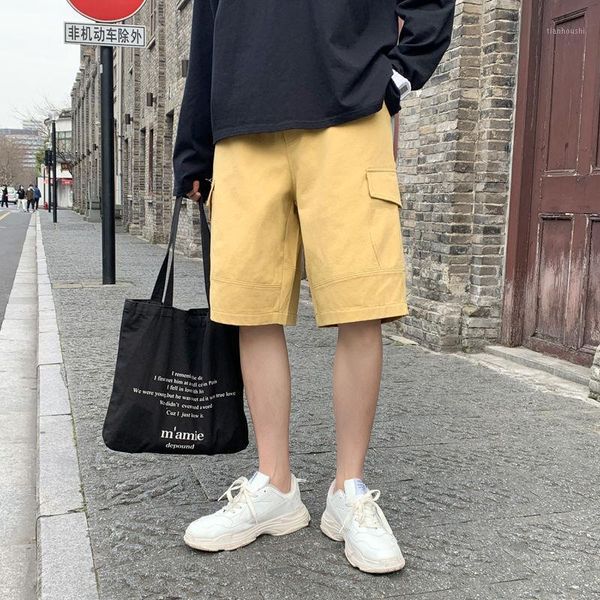 

men's shorts 2021 harem casual cotton jogger gym multi-pocket bodybuilding pants tide loose khaki/black color leisure, White;black