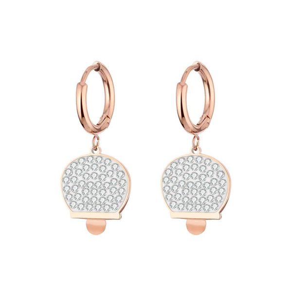 

trendy cute geometric hoop earrings stainless steel rose gold luxury crystal korean jewelry women party accessories & huggie, Golden;silver