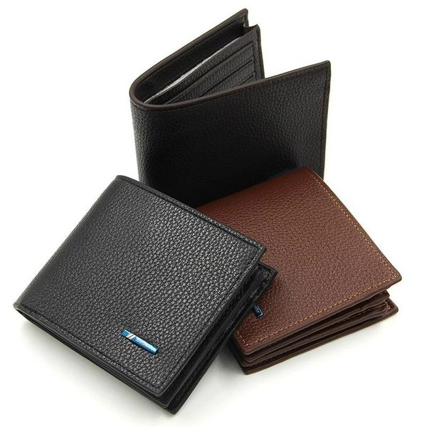

wallets leather wallet fashion short bifold men purse casual soild with coin pocket purses male black, Red;black