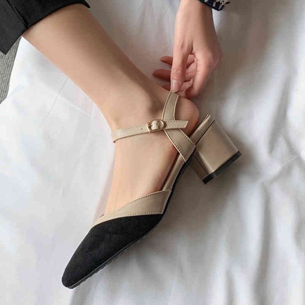 

sandals mark the summer shoes of stylish women high heels heavy office mixed colors bombs ladies zapatillas mujer sandals c88d, Black