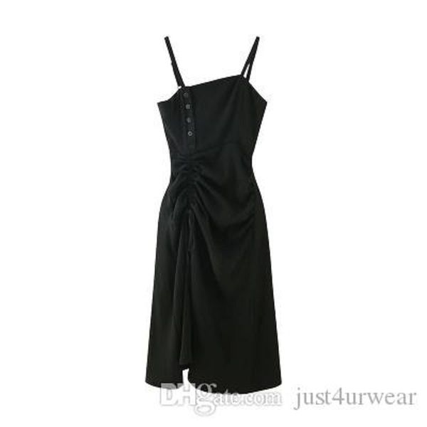

womens spaghetti strap dresses fashion brief a-line dresses bodycon mid-calf female dresses panelled summer clothing, Black;gray