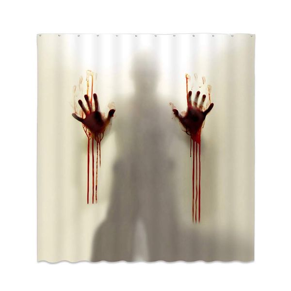 

halloween curtain, creepy horror waterproof bloody hand hower bathroo curtain halloween decor