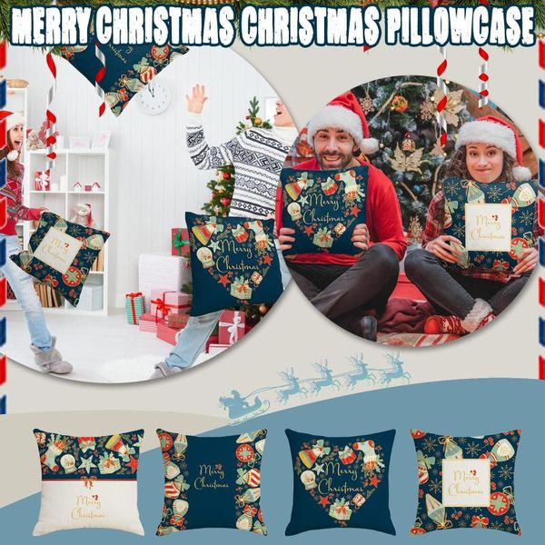 

pillow case cotton linen cushion cover christmas decorations for home year decor santa claus merry pillowcase 45cm