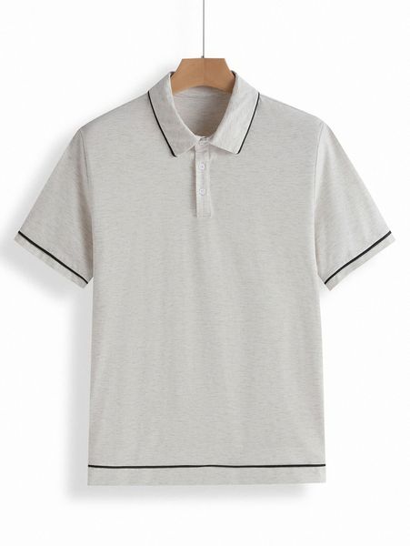 

men contrast piping polo shirt l8bo#, White;black