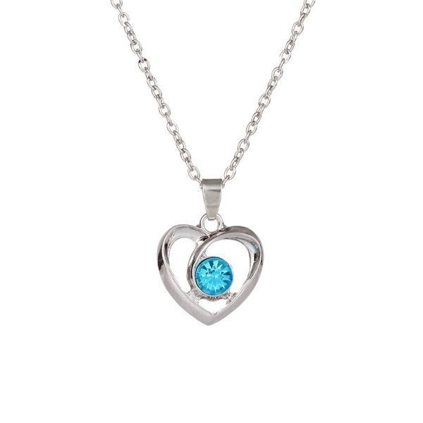 

korean fashion simple hollow love necklace with diamond pendant and clavicle chain, Black