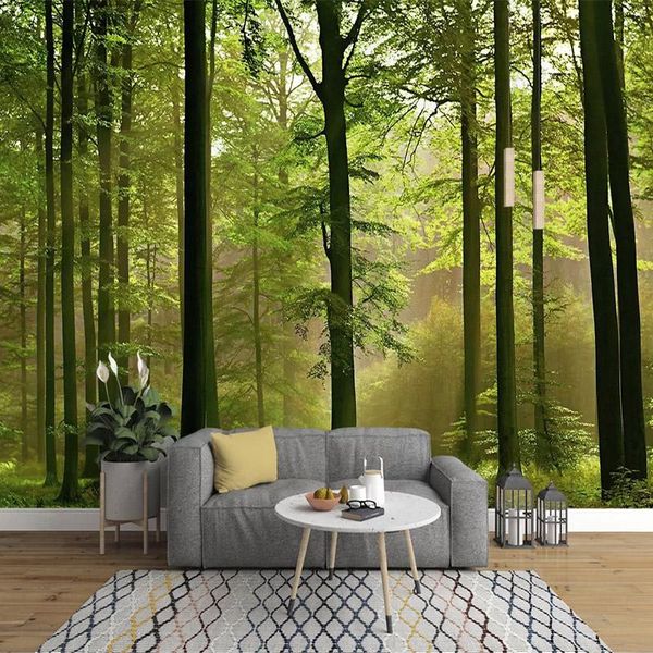 

wallpapers dropship custom 3d mural wallpaper green scenery stereoscopic wall murals modern forest wallpaperf living room bedroom