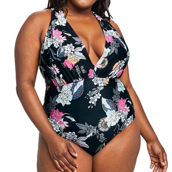 

one-piece suits floral print one piece swimsuit plus size swimwear women backcross beachwear monokini bathing suit trikini maillot de bain f