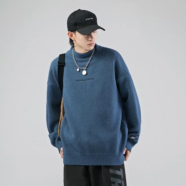 

men's sweaters warm turtleneck sweater fashion casual pullover thick male brand streetwear clothes oversized, White;black