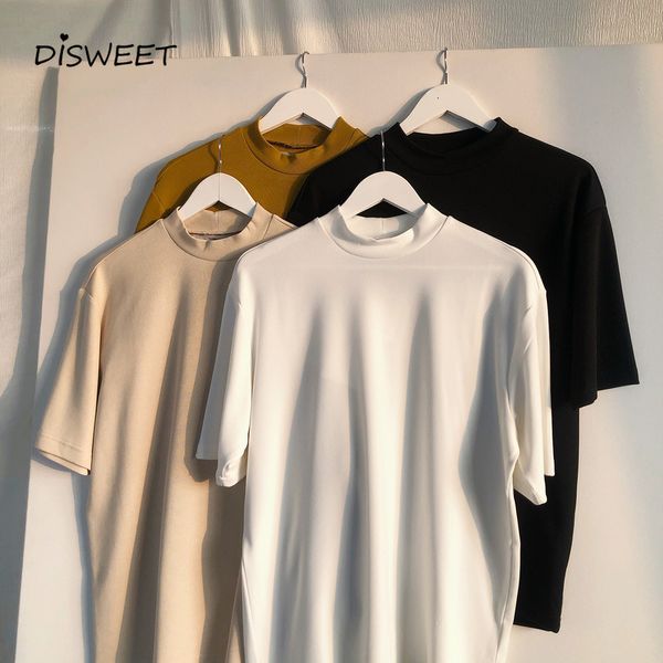 

t shirt simple round neck summer t-shirt men korean version of loose solid tees man, White;black