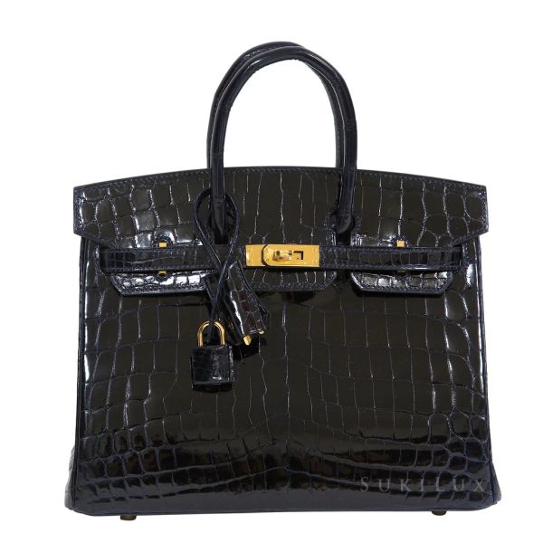 

birkinbag bag 25cm crocodile shiny nilo 78 marine gold hardware