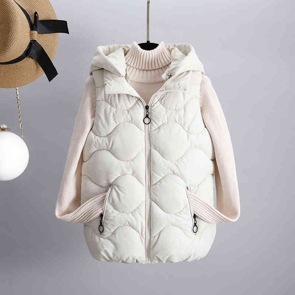

women's vests winter down cotton hooded short women solid ladies sleeveless waistcoat female quilted zipper puffer jacket 2jh3, Black;white