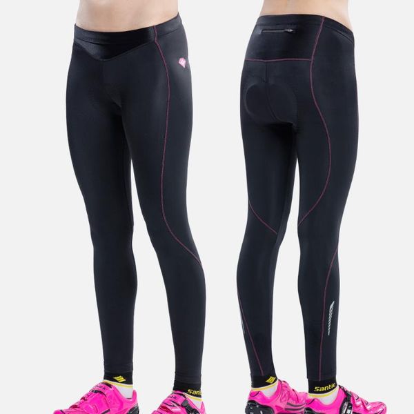 

racing pants santic women cycling summer bicycle riding mtb long trousers 4d padding reflective breathable quick-drying, Black;blue