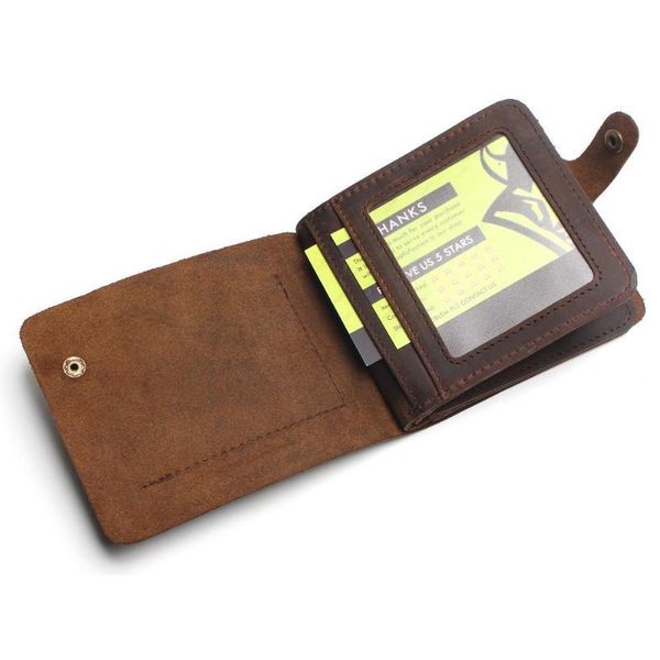 

wallets trifold genuine leather wallet men handmade crazy horse purse men's short vintage with cards holders, Red;black