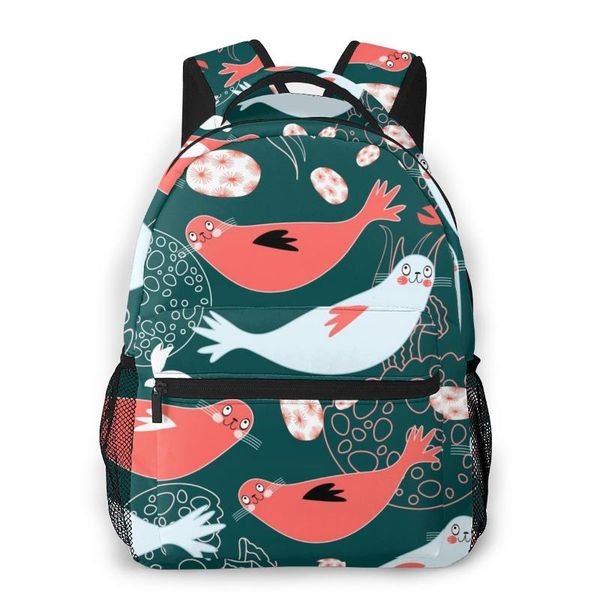 

backpack mountaineering funny seals and sea of jellyfish shoulder bags backpacks