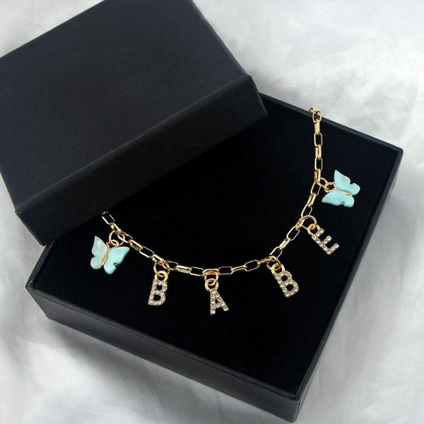 

chains caraquet fashion cute butterfly choker necklace for women girls angel baby yes love crystal letters collar jewelry gift, Silver