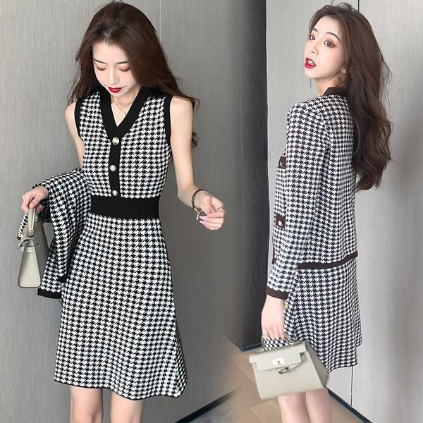 

casual dresses coigarsam knitting women one-piece dress korean open stitch brown purple black 1810, Black;gray