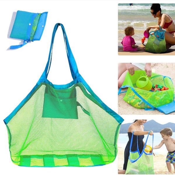 Bolsa de praia de malha bolsas de areia dobrável sacos totes brinquedos toalhas areia afastado organizador sacos de armazenamento sacos de piquenique