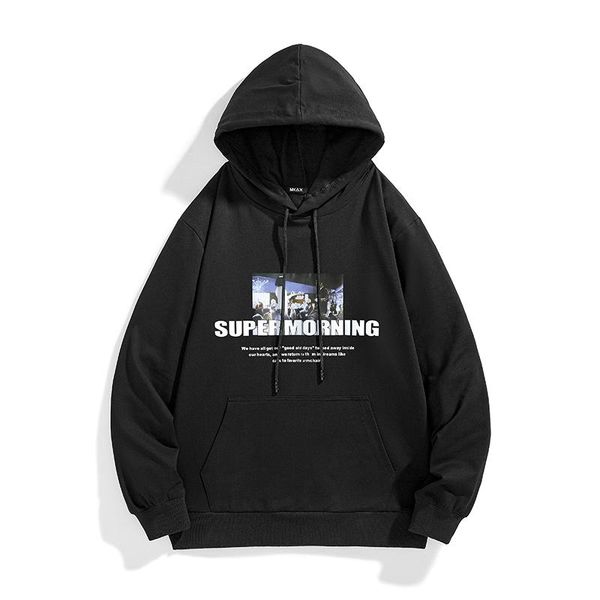 

men's hoodies & sweatshirts 2021 arrival pullovers the print mens long sleeve men casual hooded clothes 173, Black