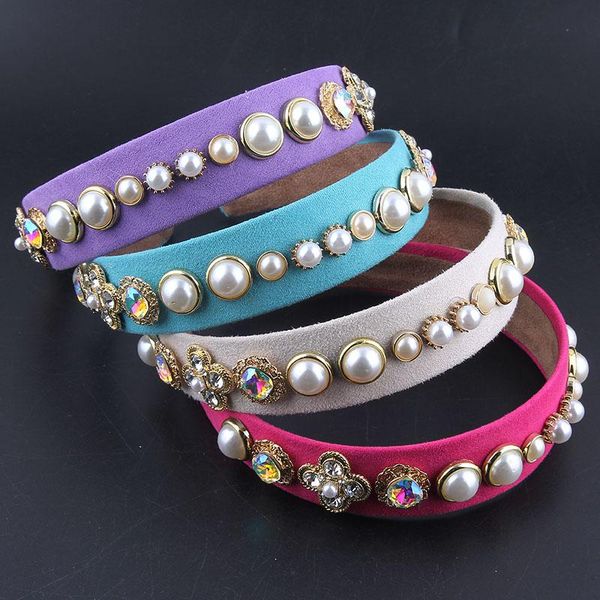 

hair clips & barrettes fashion baroque inlaid rhinestone pearl headband ladies street pography travel gift party accessories 859, Golden;silver