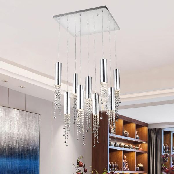 

chandeliers modern chrome crystal ceiling chandelier for dining room long loft staircase large hallway lobby kitchen island indoor lighting