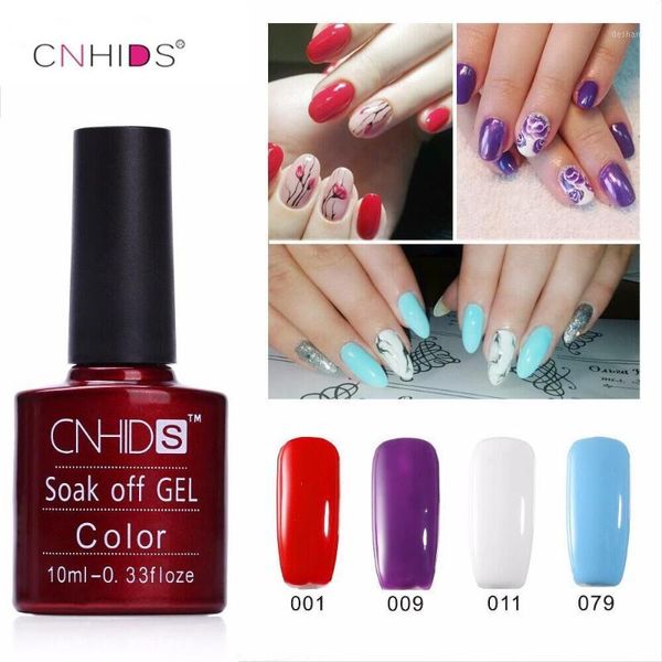 

wholesale- cnhids 1pc nail gel polish uv&led shining colorful 132 colors10ml long lasting soak off varnish manicure1, Red;pink