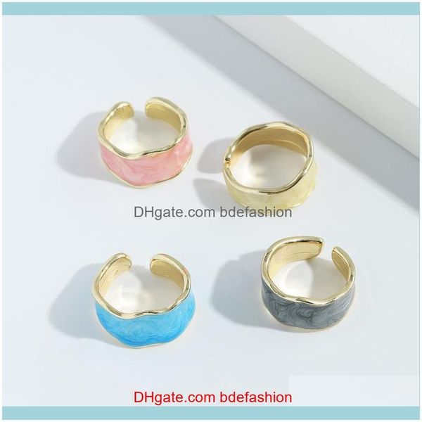 

wedding jewelrywedding rings fflacell korea women fashion colorful drip glaze geometric irregular wave for jewelry vintage morandi color dro, Slivery;golden