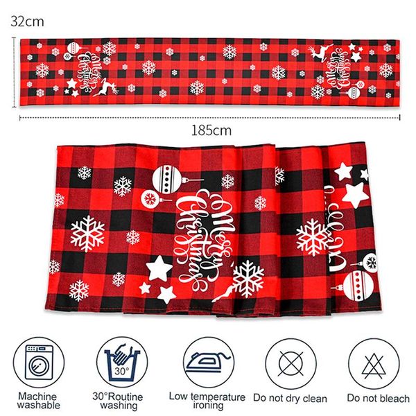 

table skirt christmas decor red black check printed flag decoration