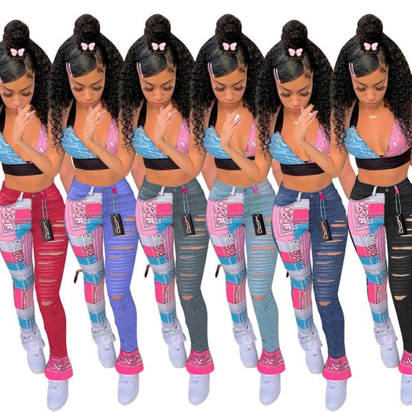 

women's jeans designer women printed tassel slit denim pencil pants casual straight ladies fashion leisure trousers 815 0lyd, Blue