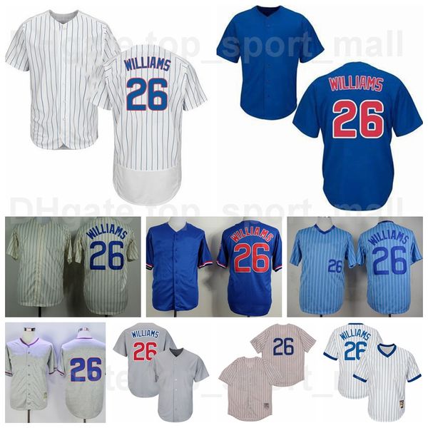 

retror 1968 1969 1994 vintage baseball 26 billy williams jersey blue white grey beige team color pullover pinstripe embroidery quality, Blue;black