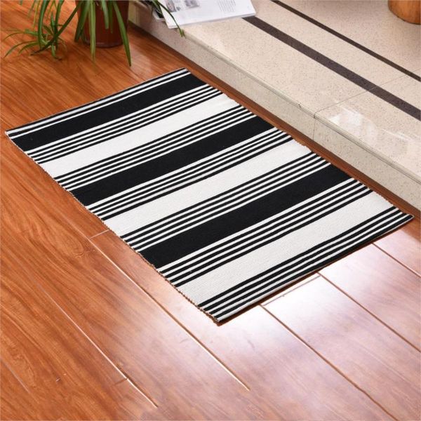

cushion/decorative pillow cotton braided printed black striped floor mat carpet living room bedroom bedside pad anti-slip