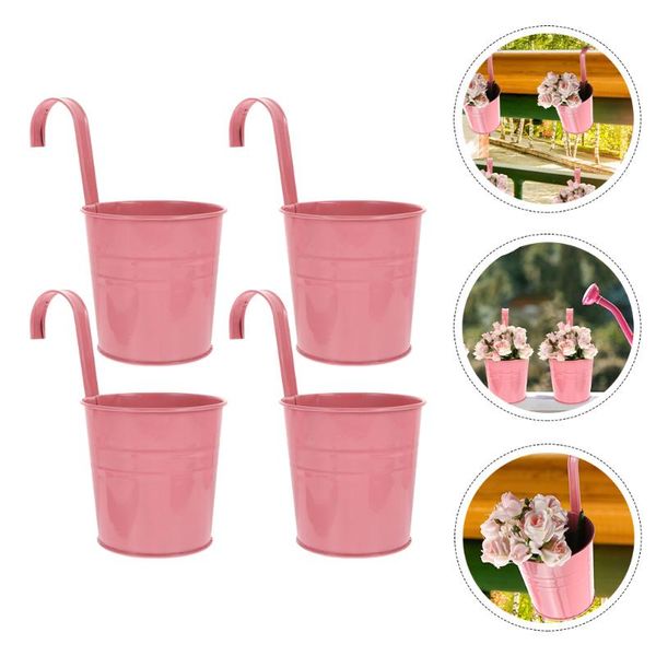 

planters & pots 4pcs balcony flower buckets gardening plant hanging pot decor