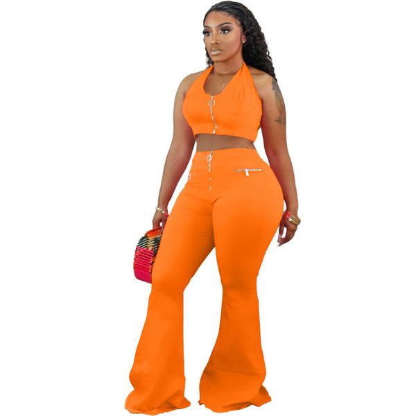 

summer two piece set women suits festival clothing halter crop and flare pants set bodycon 2 piece outfits for women, Black;white