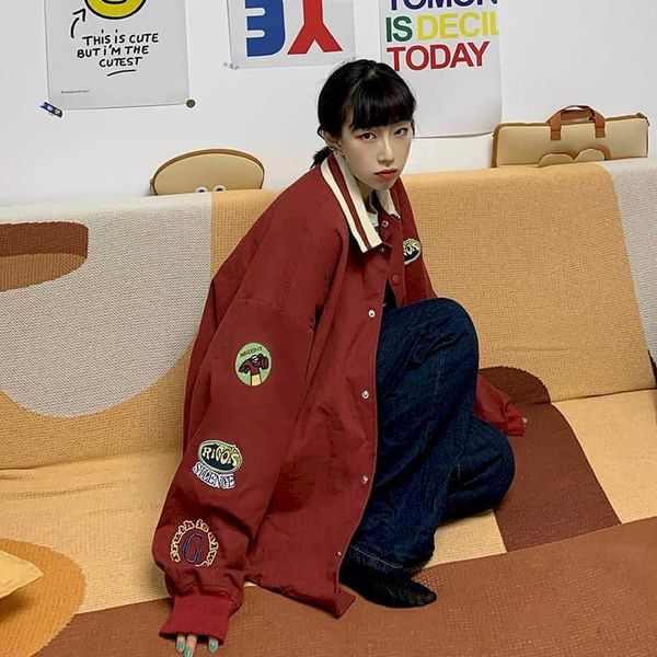 

women's jackets japanese vintage men's jacket korean spring released retro uniform baseball load streetwear s 06yz, Black;brown