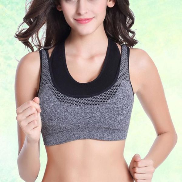 

wire quick dry shockproof fake two-piece sports fitness underwear running sleep vest crop seamless bras( s/=s grey) gym clothing, White;black