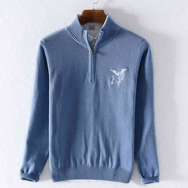 

men's casual shirts embroidery brand comfortable stand collar for italy style cotton sweater men fashion sweaters n5s8, White;black