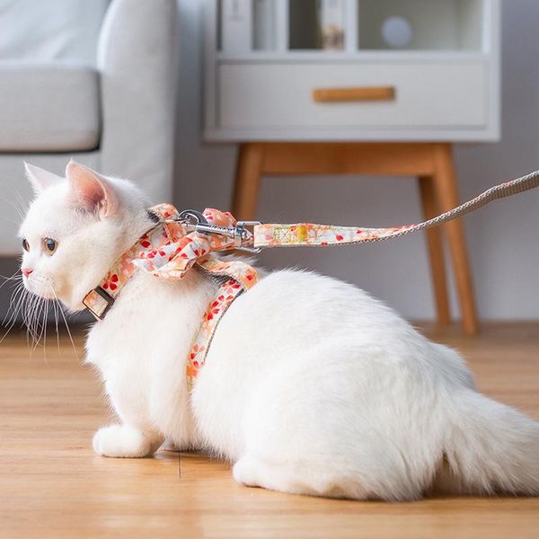 

bow pet leashes chest adjustable harness flower cats walk strap japanese cat collars & leads