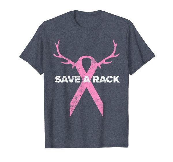

save a rack breast cancer awareness pink ribbon deer antlers t-shirt, White;black