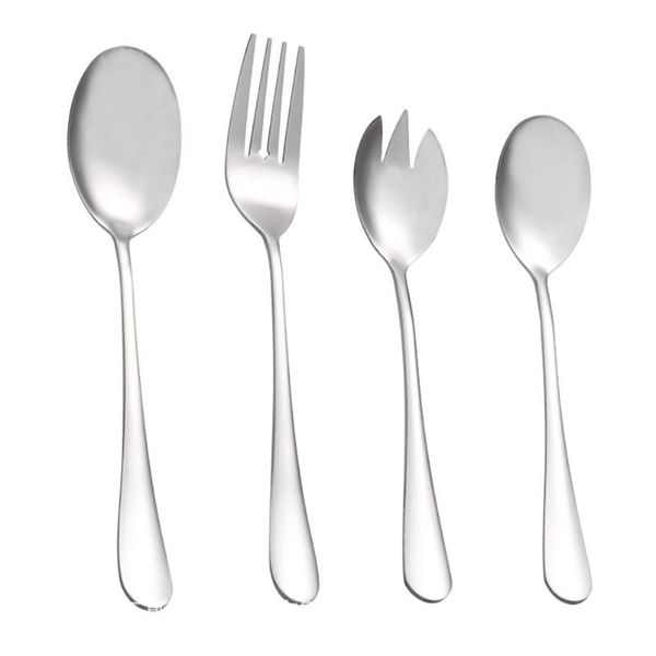 

flatware sets 4pcs stainless steel forks dessert scoops lovely ice cream spoons (silver)