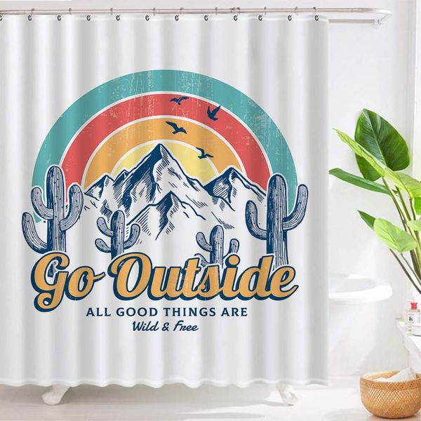 

mountain outdoor adventure shower curtain waterproof fabric curtains 72 x 78 inch