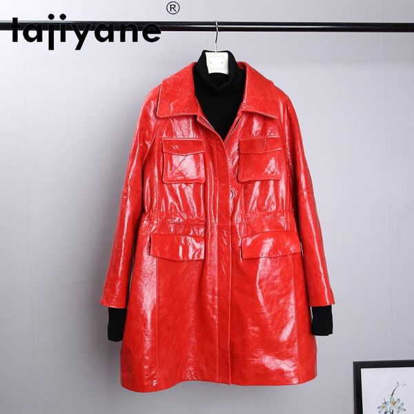 

women's leather & faux tajiyane 2021 women korean autumn clothes real jacket womens genuine sheepskin coats long oversize mujer chaquet, Black