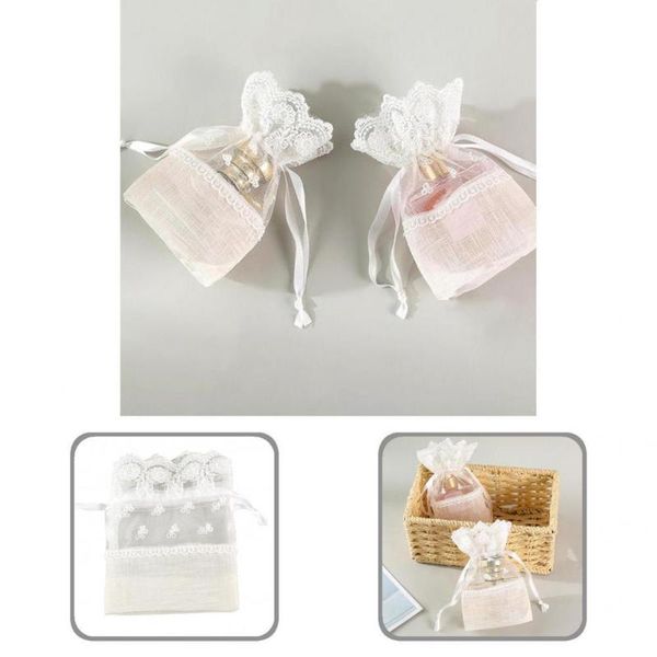 

gift wrap sweet storage pouch practical retro jute burlap rose packaging drawstring semitransparent goodies bag
