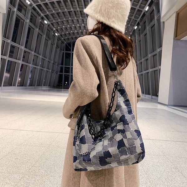 

evening bags large capacity women denim totes chains handbags designer shoulder bag fashion crossbody female messenger