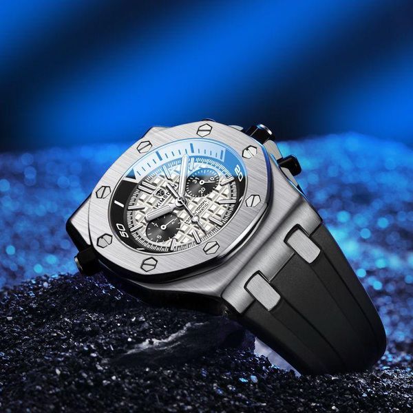 

wristwatches men's mechanical watches kimsdun male clock automatic trend sports waterproof watch reloj hombre, Slivery;brown
