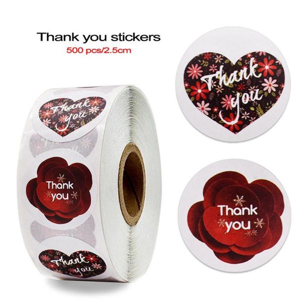 

gift wrap 500pcs round thank you sticker red flowers for business packing envelope seal labels wedding party decor stationery diy stickers