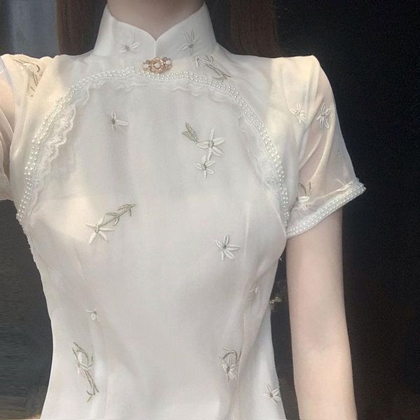 

ethnic clothing improved qipao dress 2021 modern summer elegant daily sweet cheongsam vestidos wedding party plus size, Red