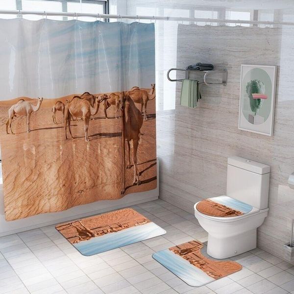 

shower curtains bathroom decor waterproof curtain set toilet cover non-slip bath mat rug carpet seat accessories washable